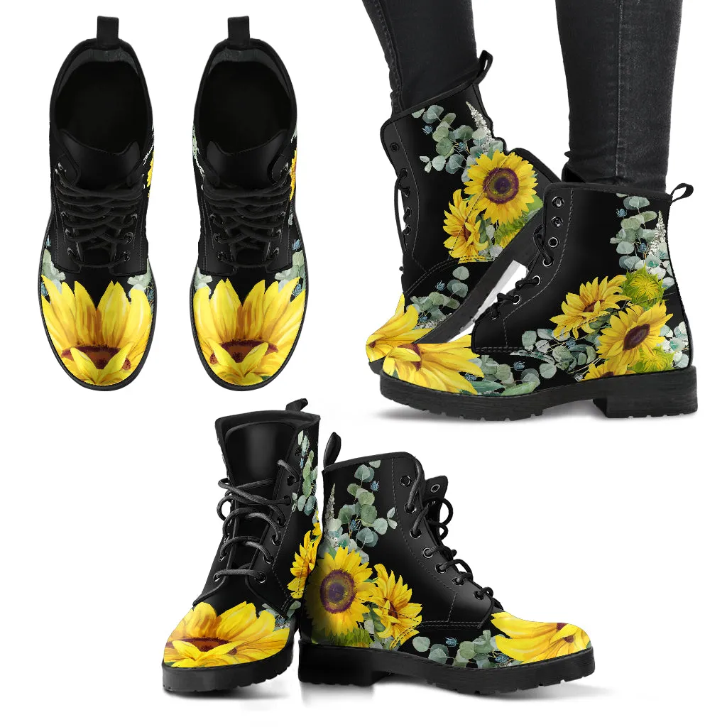 Yellow Sunflowers Ankle Boots