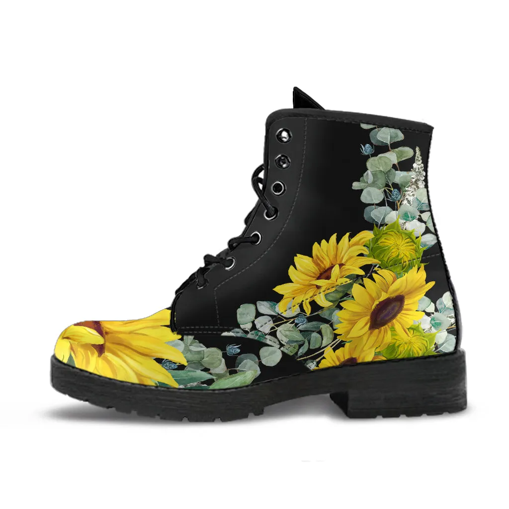 Yellow Sunflowers Ankle Boots