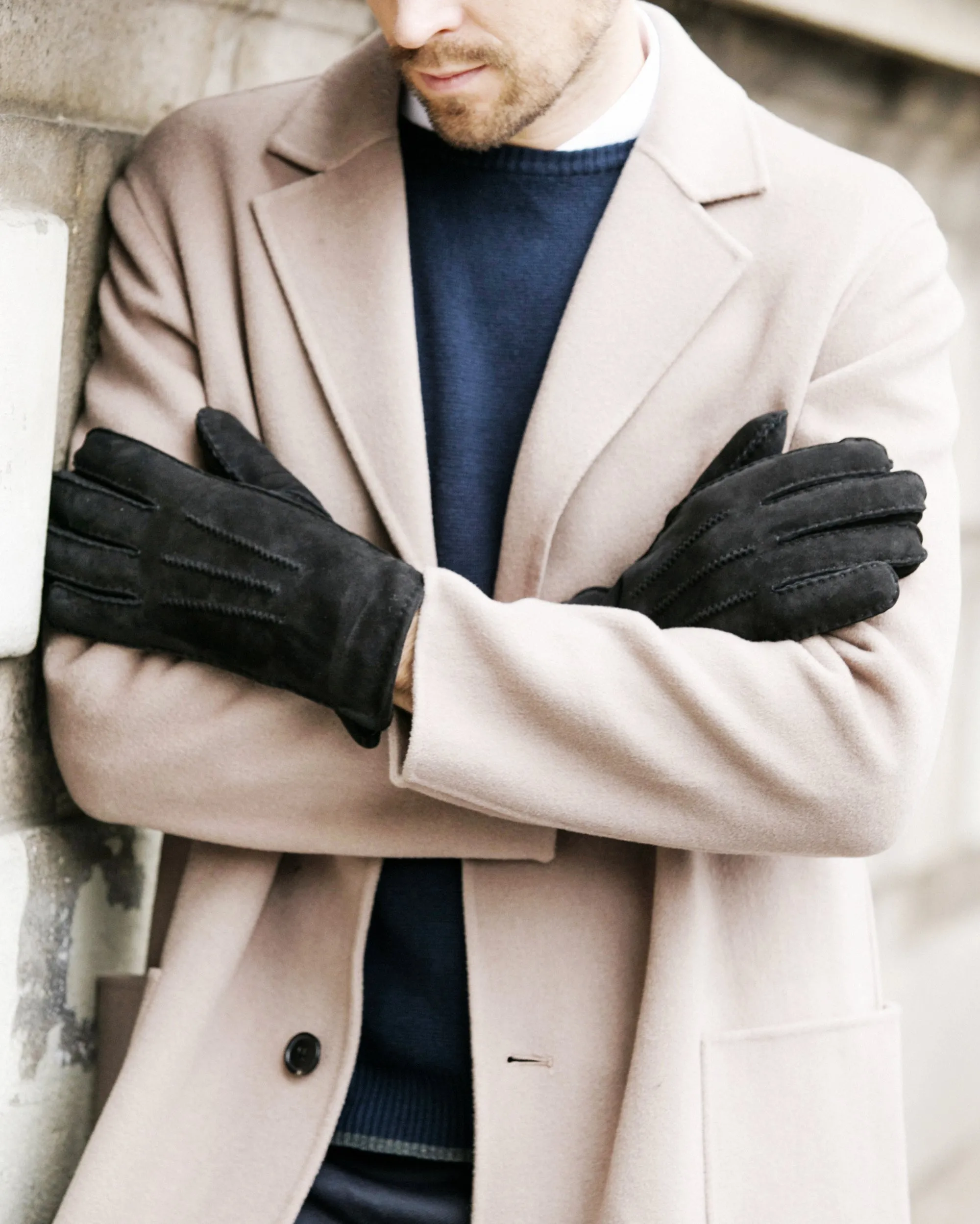 YISEVEN Men's Shearling Sheepskin Leather Gloves (Mitten)