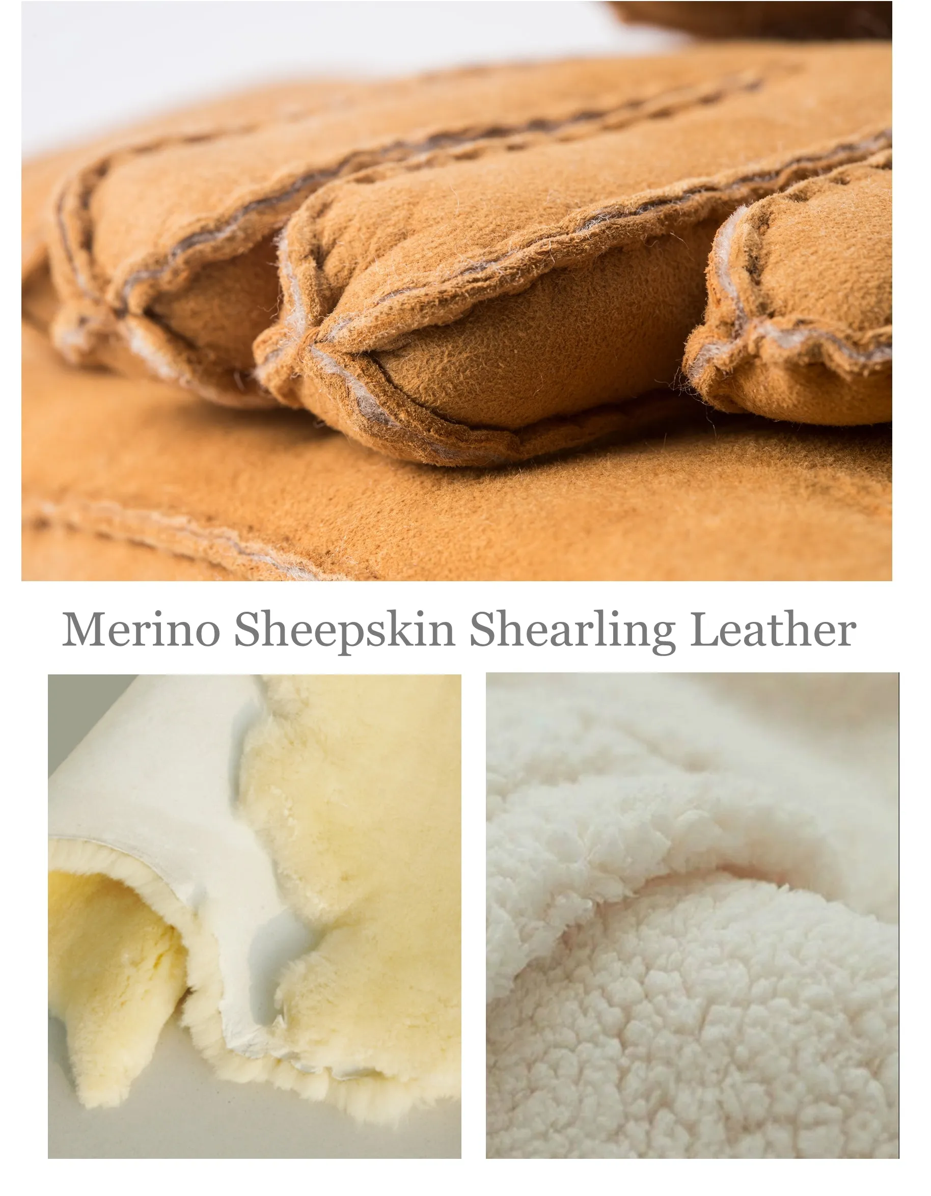 YISEVEN Men's Shearling Sheepskin Leather Gloves (Mitten)