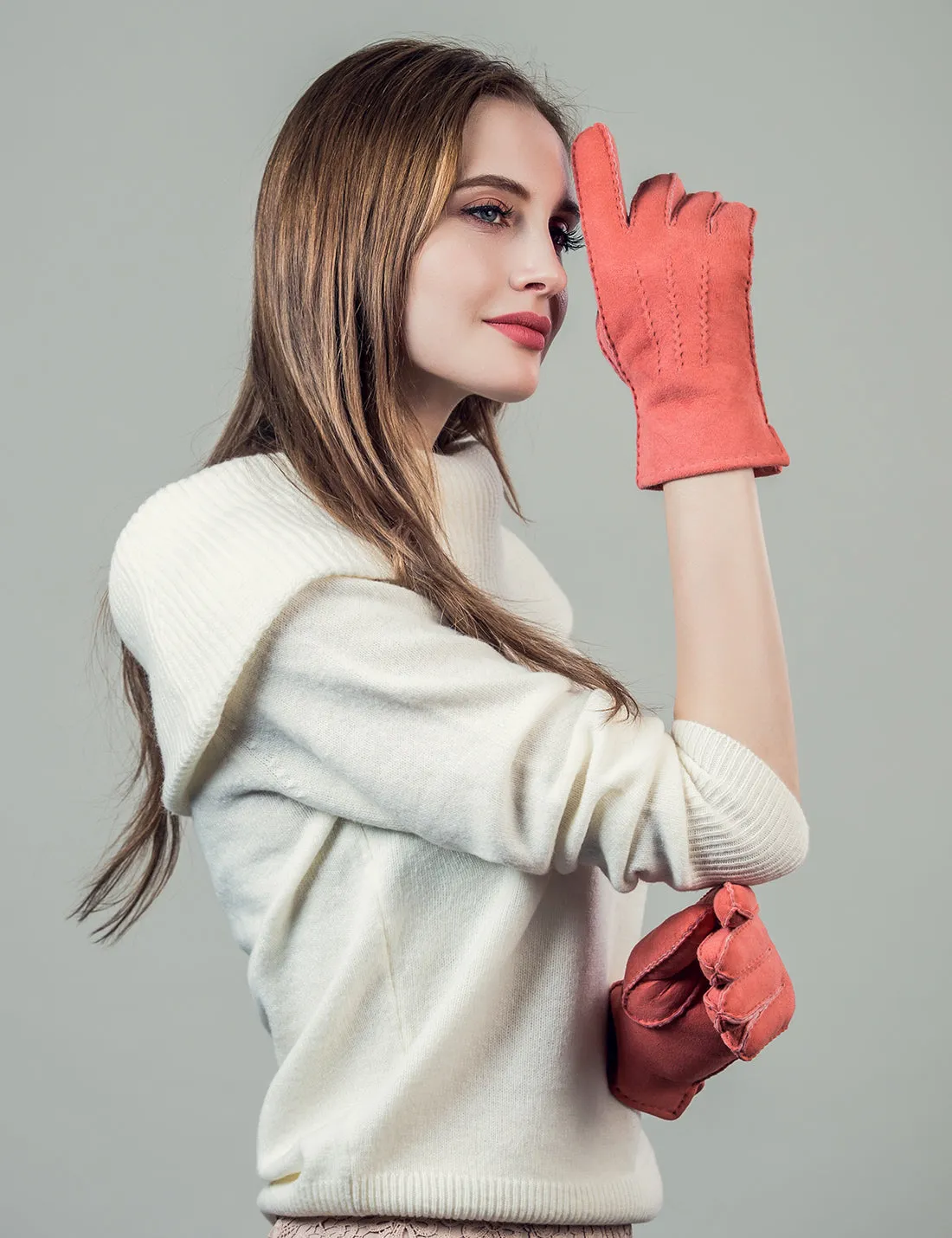 YISEVEN Women's  Lambskin Shearling Leather Gloves