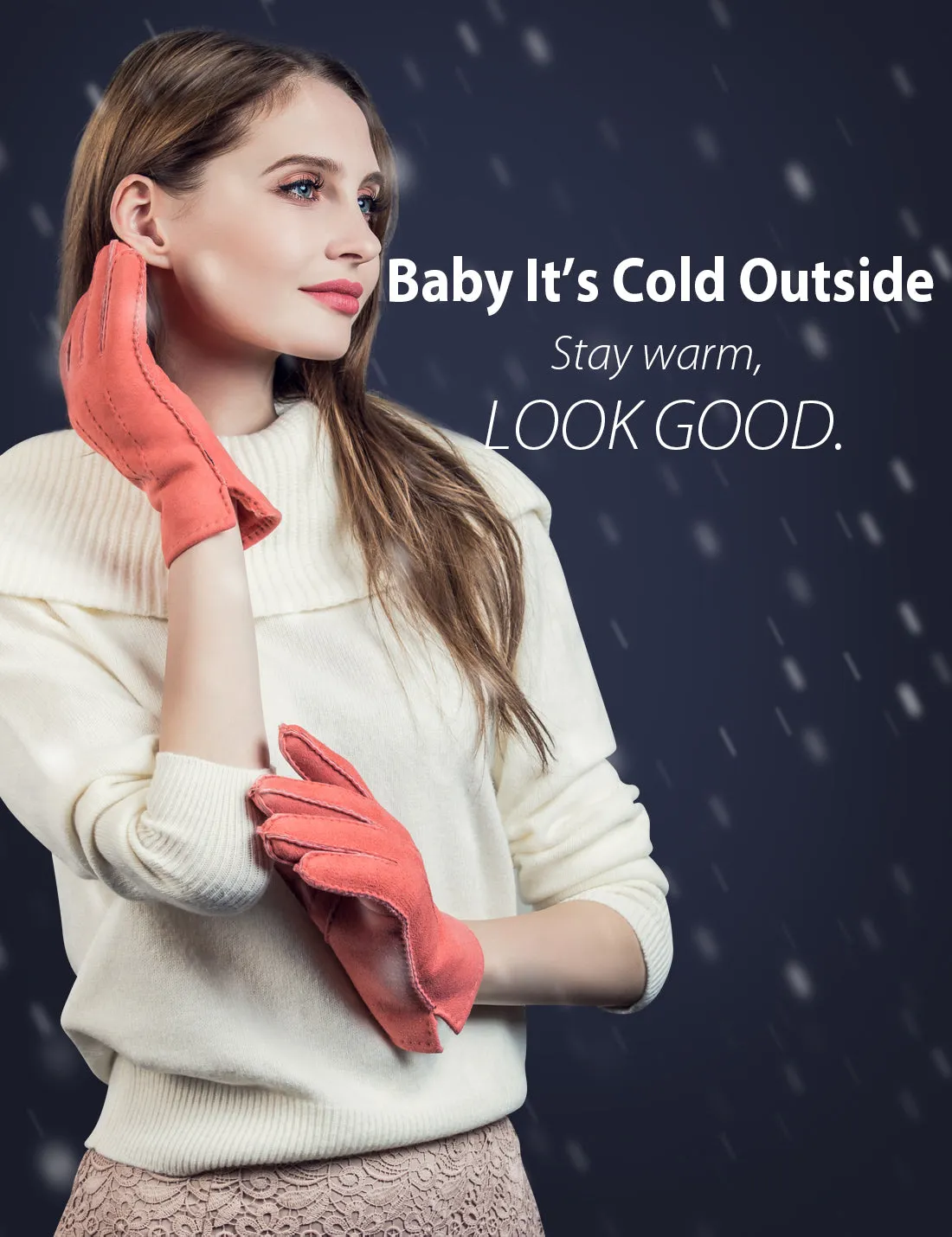 YISEVEN Women's  Lambskin Shearling Leather Gloves
