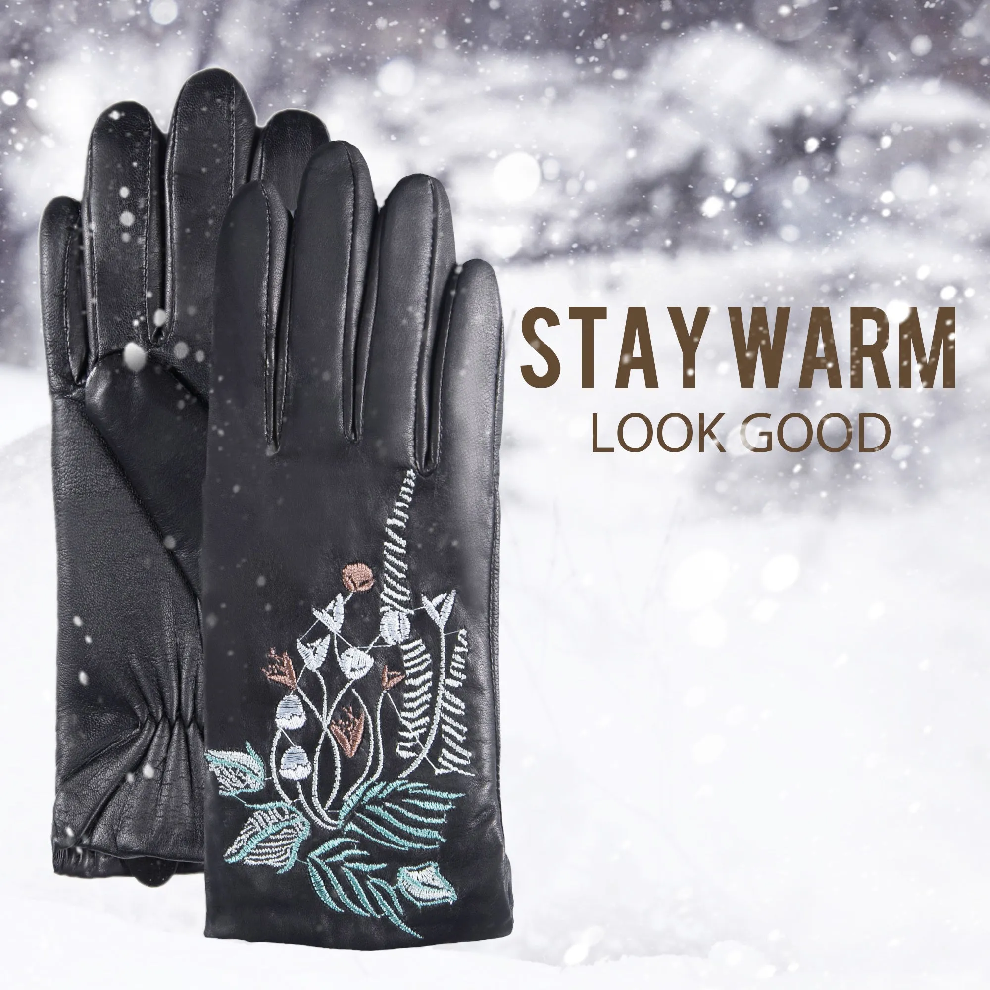 YISEVEN Women’s Touchscreen Sheepskin Leather Gloves