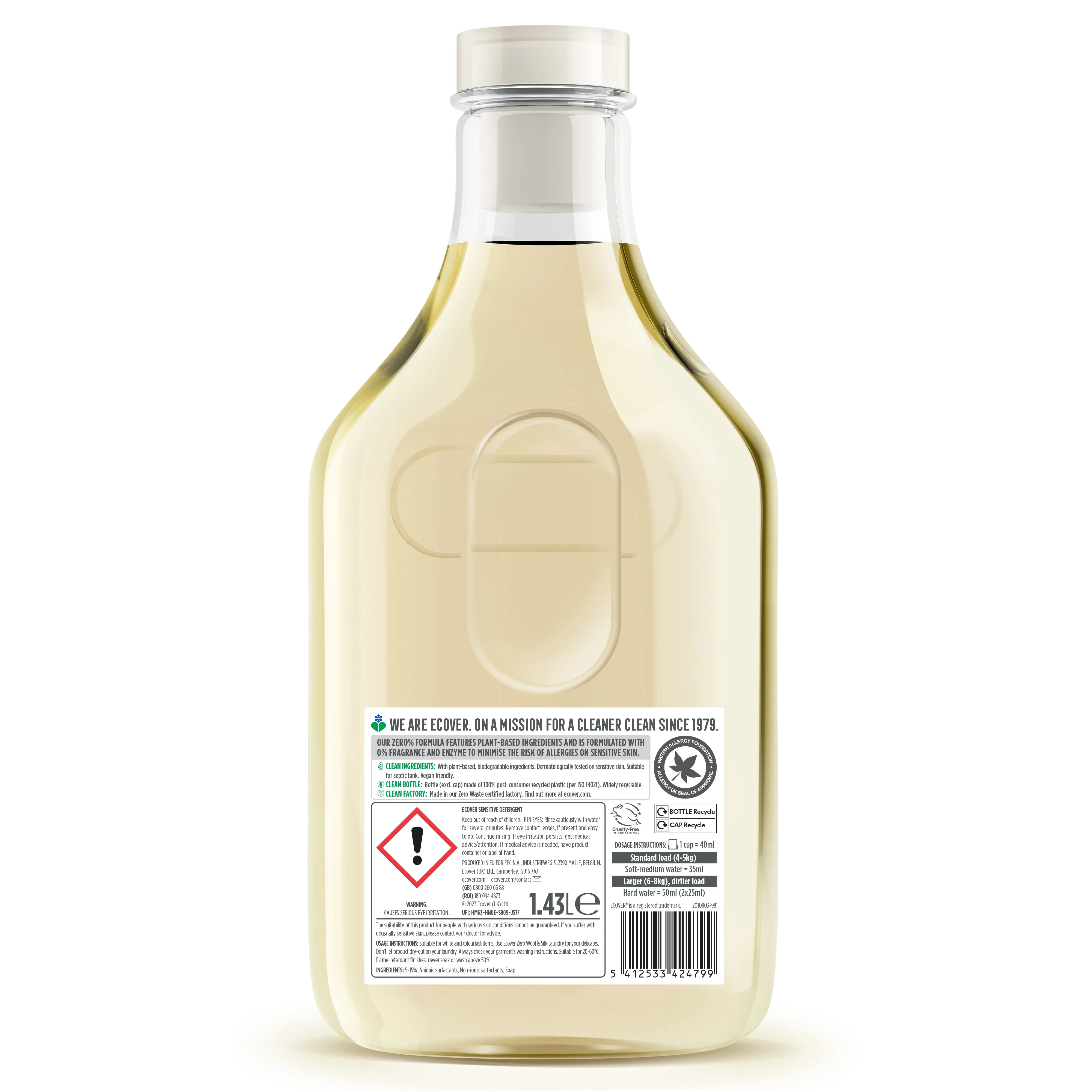 Zero Non-Bio Sensitive Laundry Detergent 1.43L