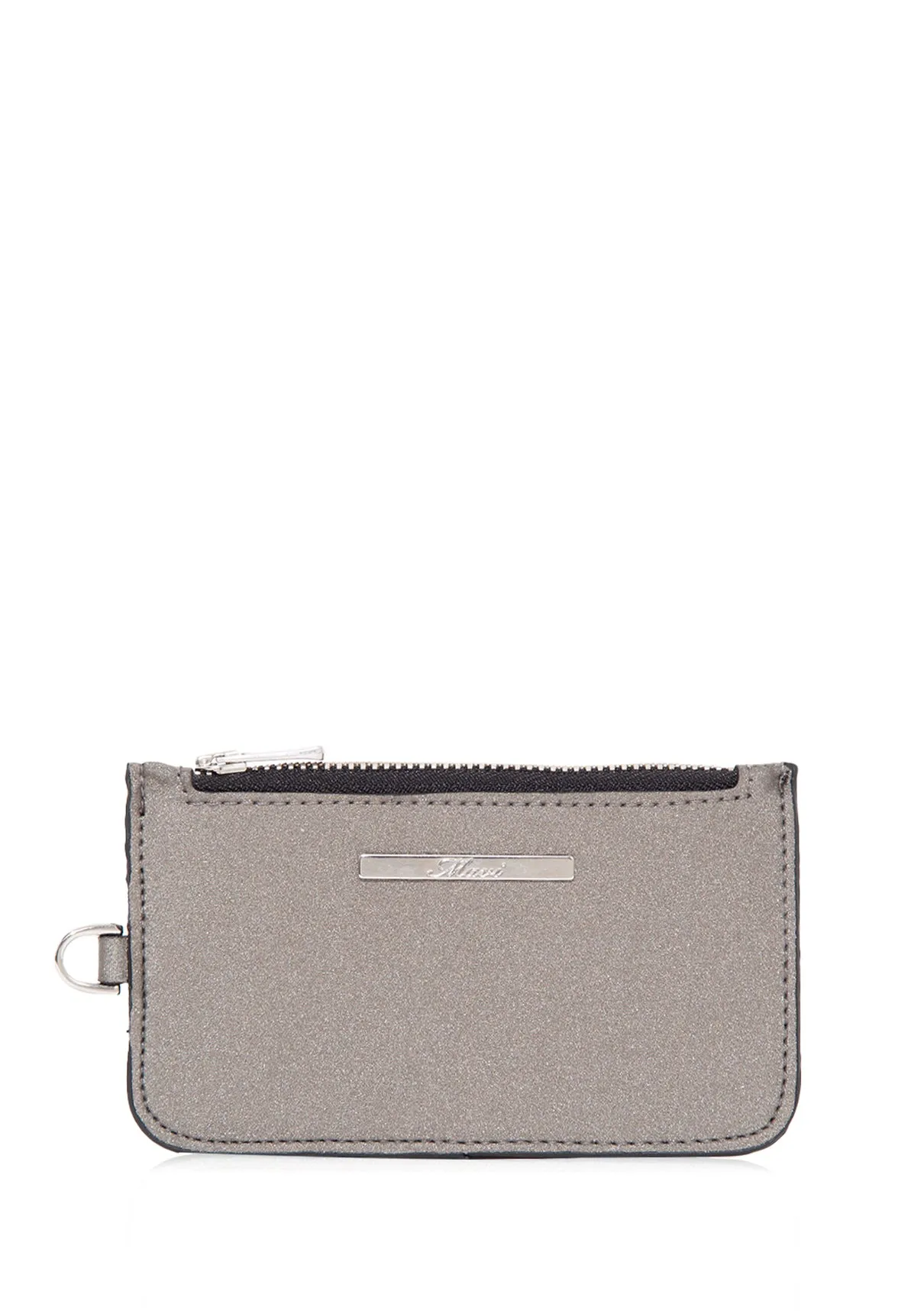 Zip Detailed Grey Card Holder
