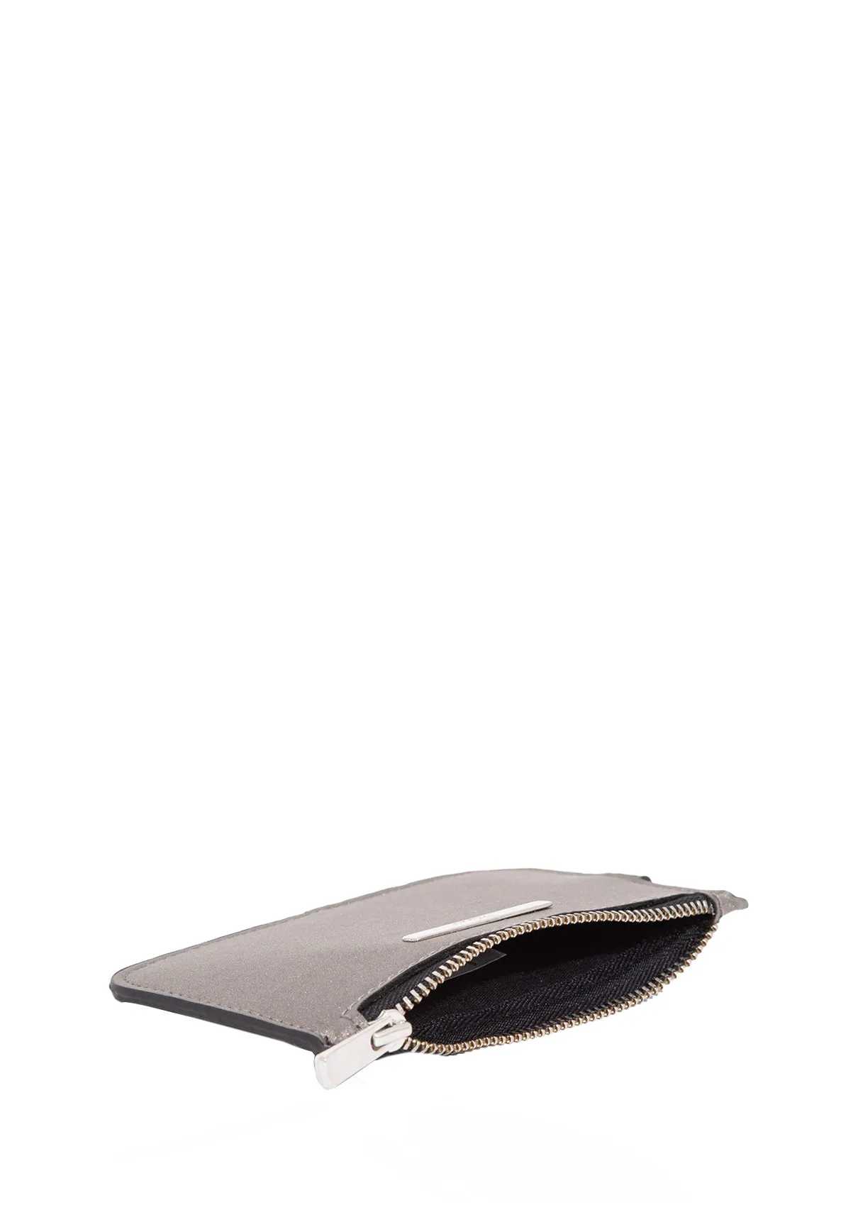 Zip Detailed Grey Card Holder