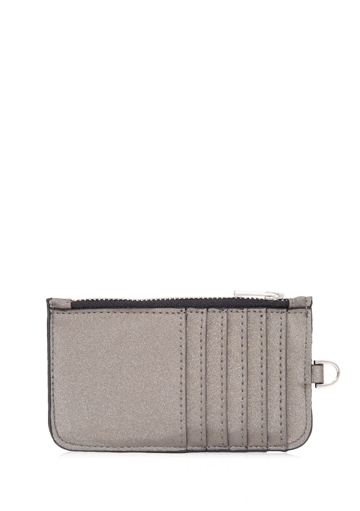 Zip Detailed Grey Card Holder