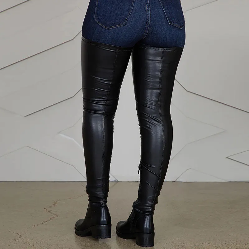 Zipper Knee-High Thin Heel Boots